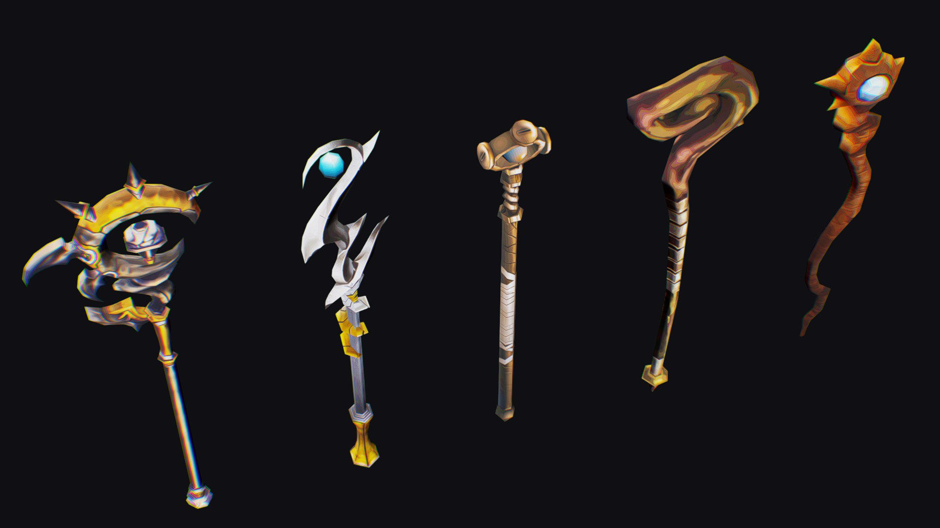 Magical Wand Wizard Ax Weapon Scepter Axe Cleaver Hatchet Low-poly 3D model_7