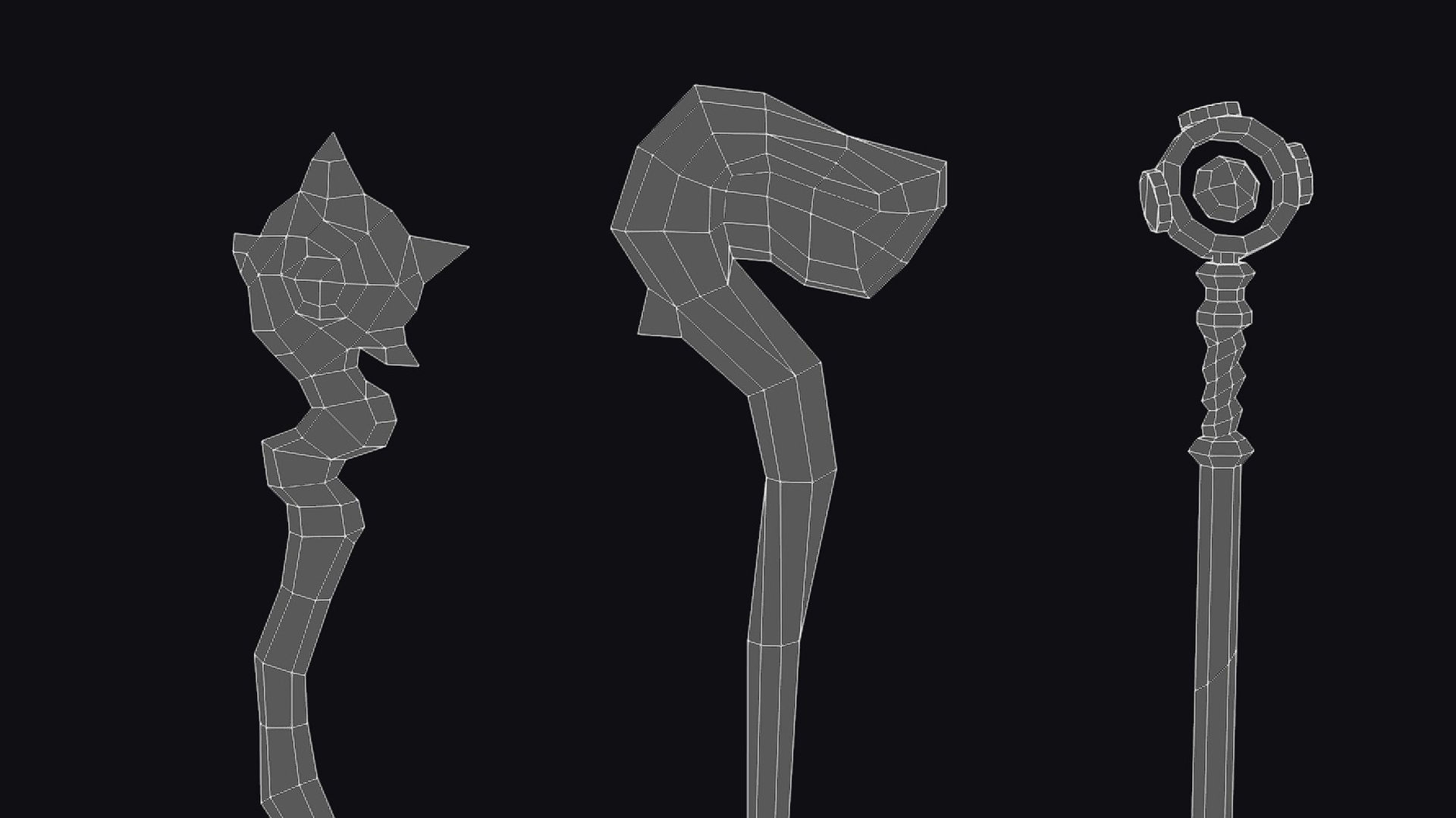 Magical Wand Wizard Ax Weapon Scepter Axe Cleaver Hatchet Low-poly 3D model_14