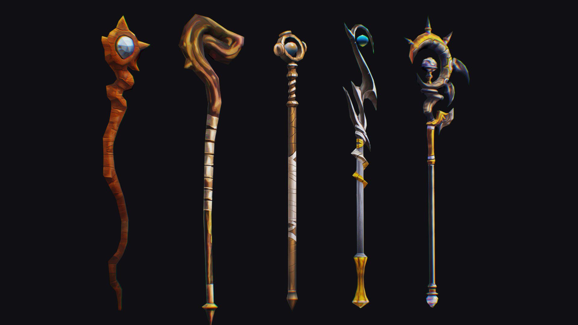 Magical Wand Wizard Ax Weapon Scepter Axe Cleaver Hatchet Low-poly 3D model_1