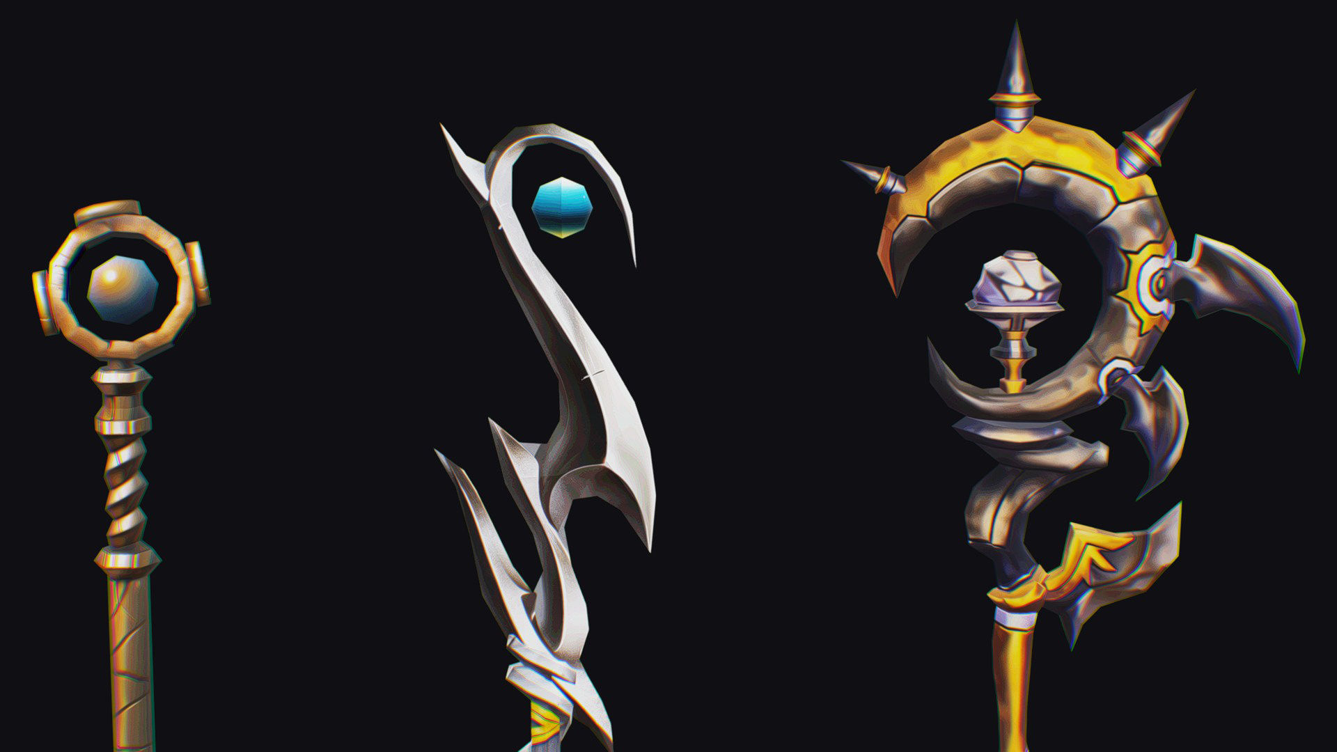 Magical Wand Wizard Ax Weapon Scepter Axe Cleaver Hatchet Low-poly 3D model_9