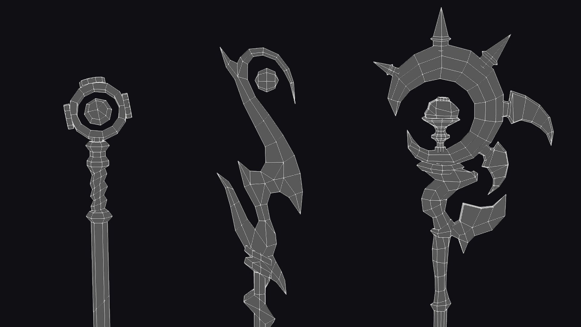 Magical Wand Wizard Ax Weapon Scepter Axe Cleaver Hatchet Low-poly 3D model_15