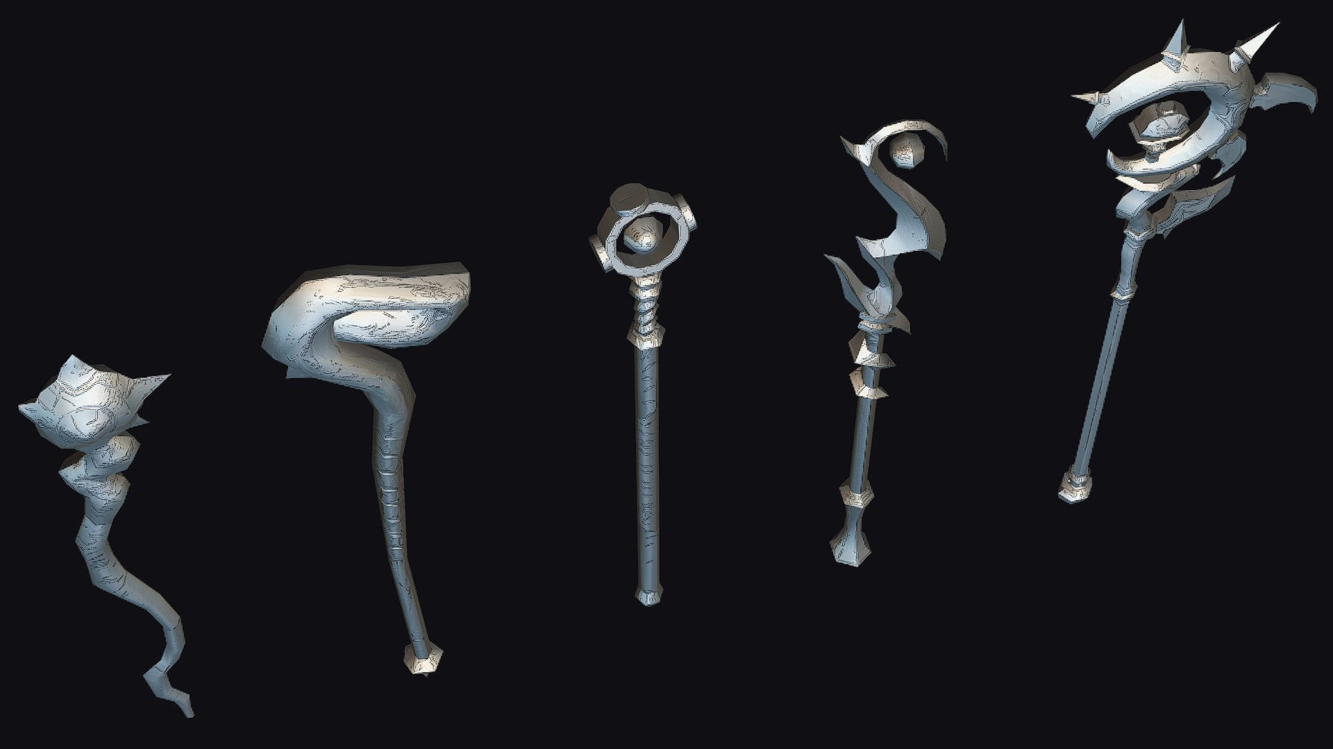 Magical Wand Wizard Ax Weapon Scepter Axe Cleaver Hatchet Low-poly 3D model_17