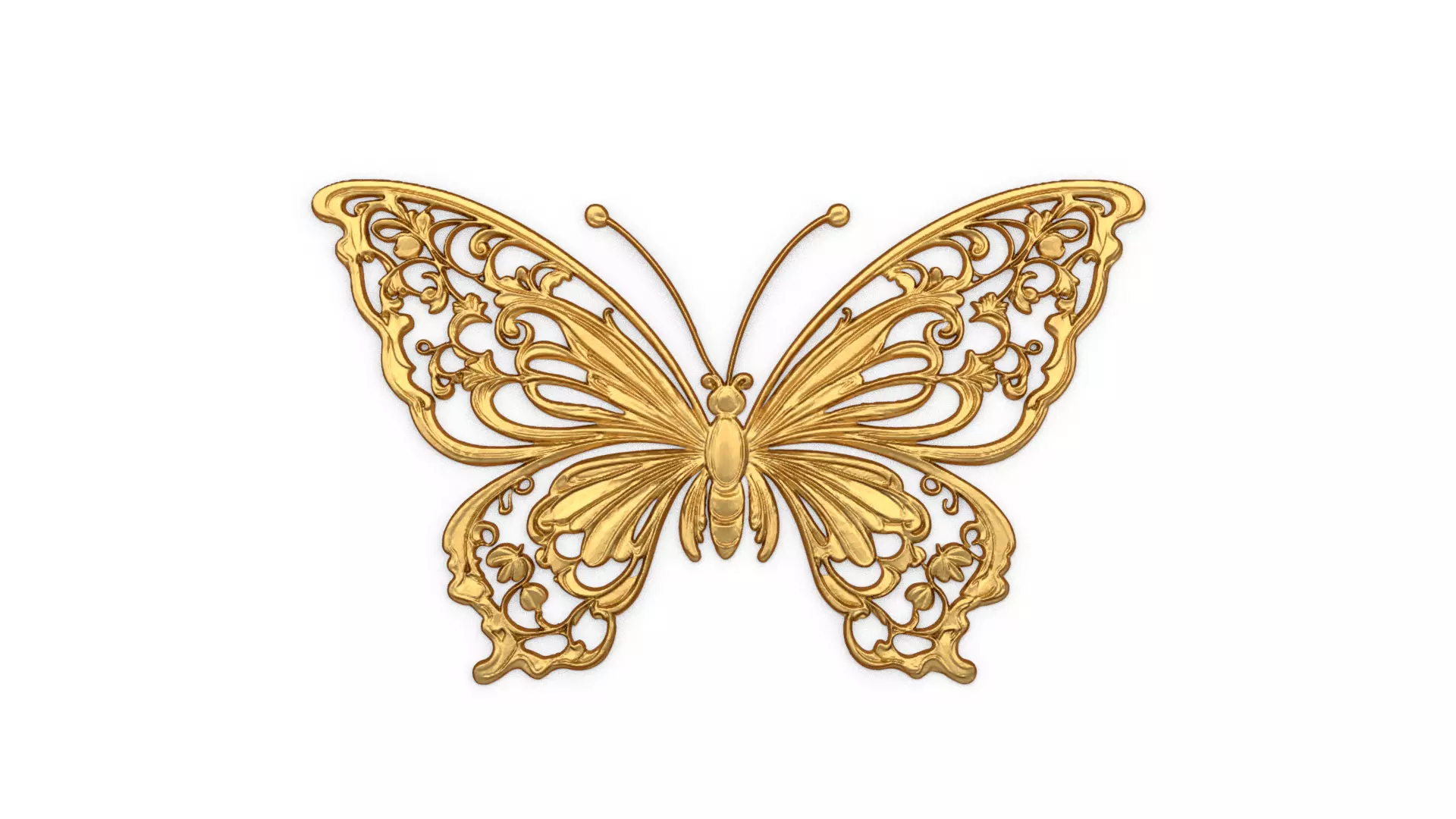 Classic butterfly decor ornament carved 55 3D model