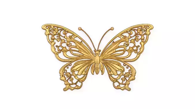 Classic butterfly decor ornament carved 55