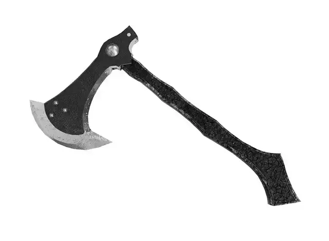 Low Poly Dark Battle Axe 3D Model