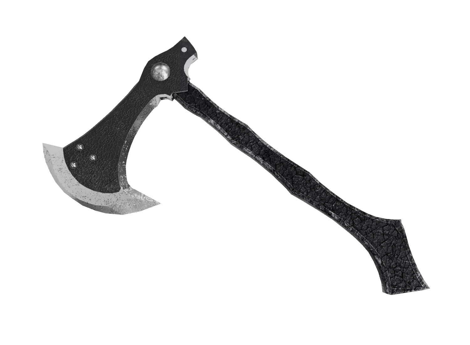 Low Poly Dark Battle Axe 3D Model Low-poly 3D model_0