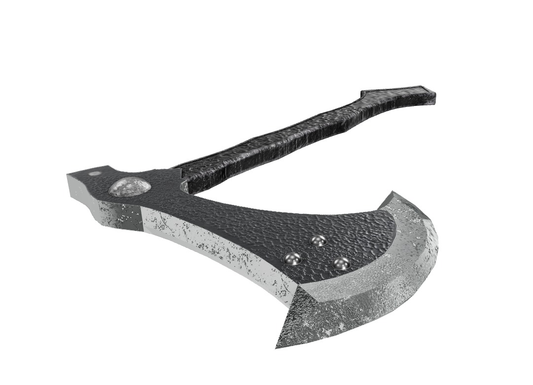 Low Poly Dark Battle Axe 3D Model Low-poly 3D model_1