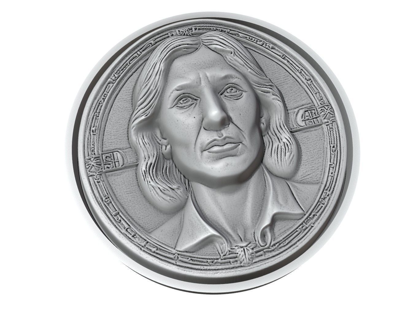 Steffi Graf Medallion 3D print model_3