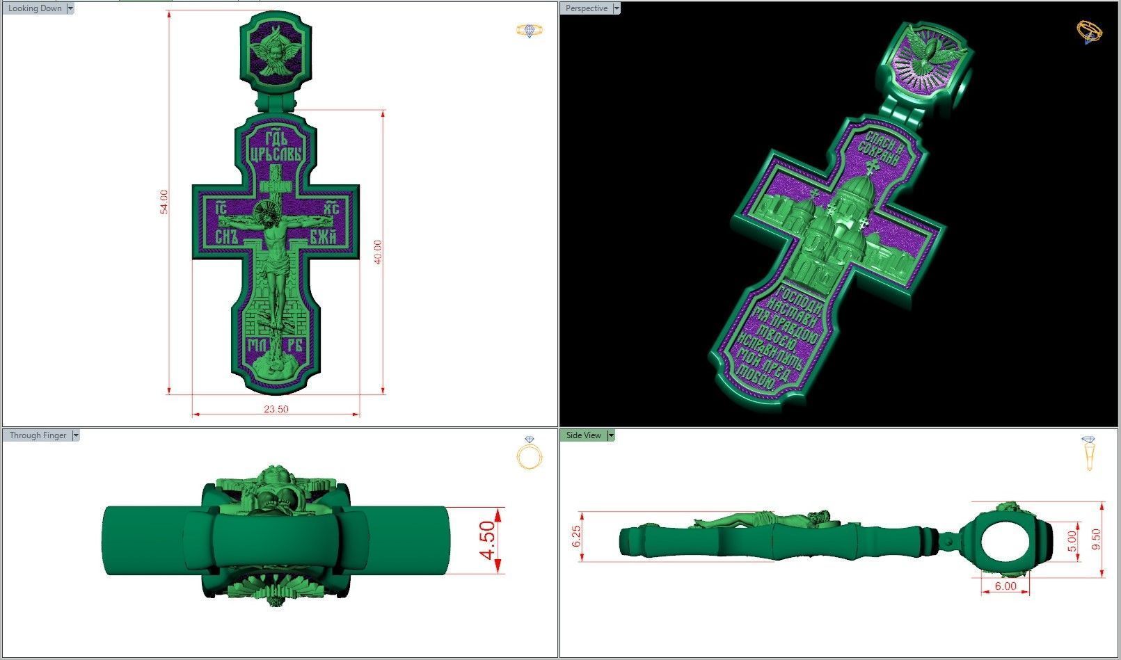 Jesus Christ Crucifixion Orthodox Church Christian Cross Pendant 3D print model_6