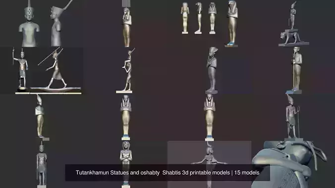 Tutankhamun Statues and oshabty  Shabtis 3d printable models 3D Model Collection