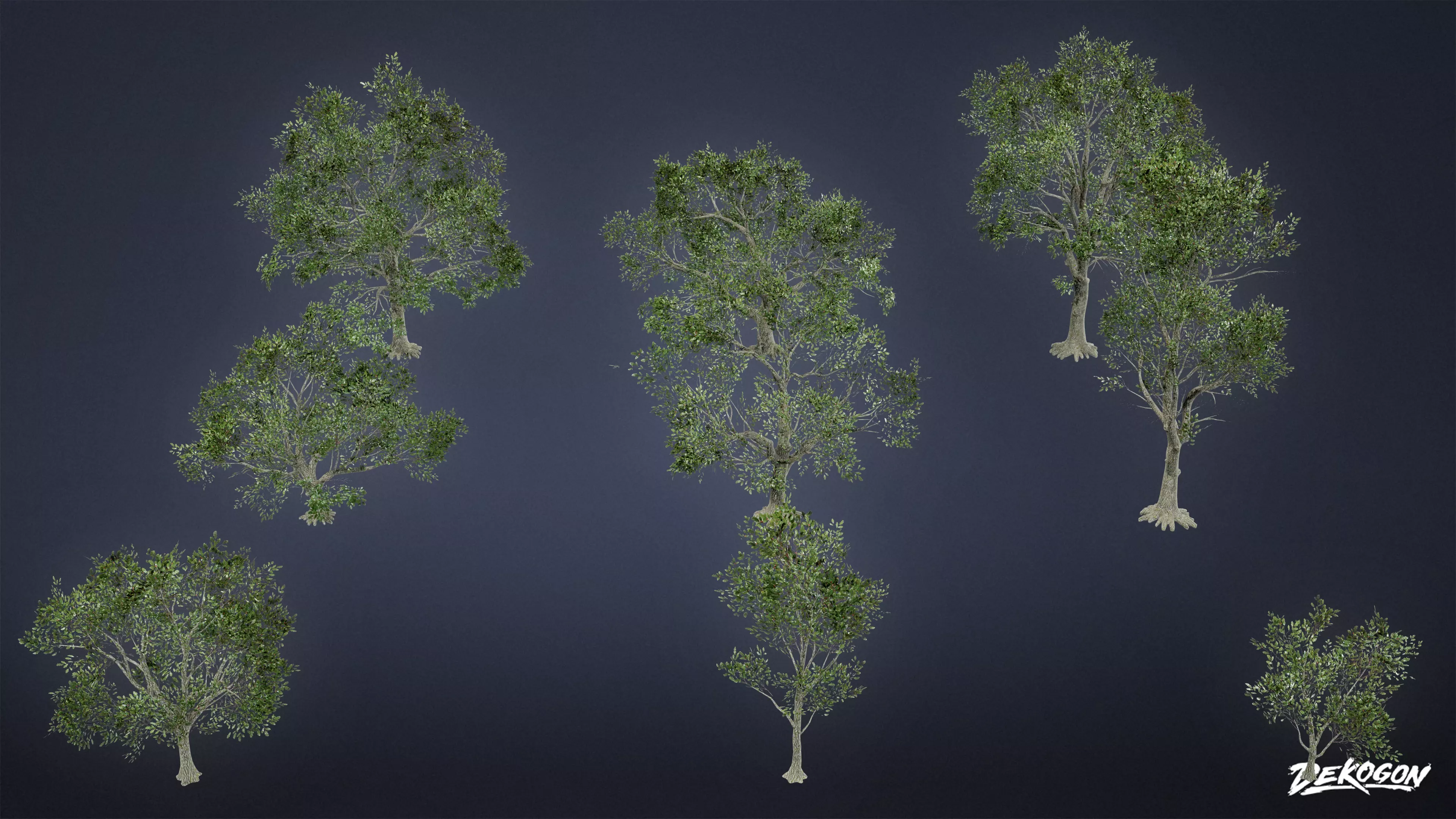 FOLIAGE - Tree Set 03 - LOW POLY AND NANITE Low-poly 3D model_0