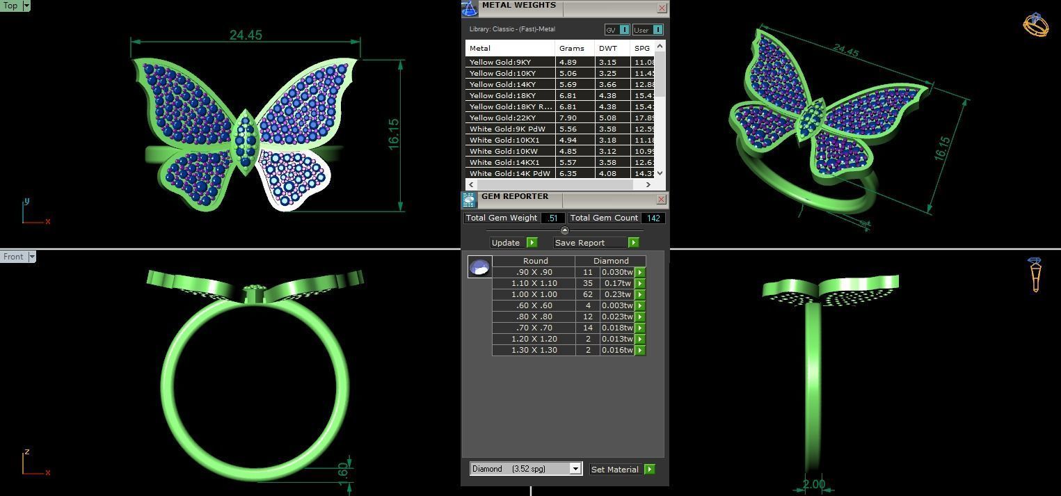 butterfly ring 3D print model_4