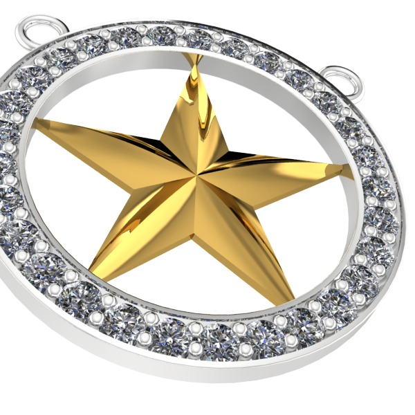 FIVE 5 POINT STAR PENDANT NECKLACE CHARM BRACELET  3D print model_7