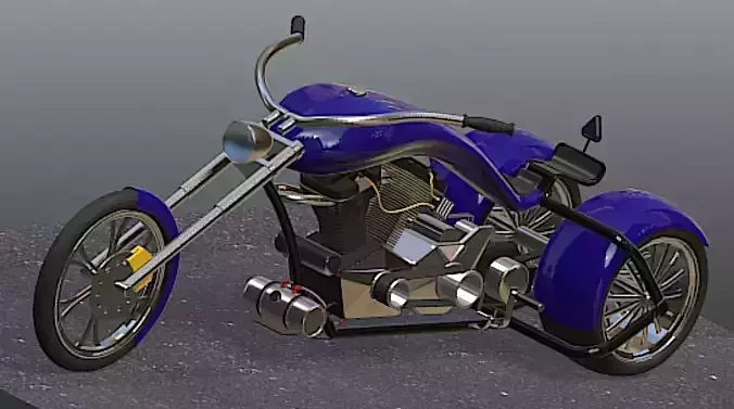 Harley Davison custom street Trike- High Poly 3D Model