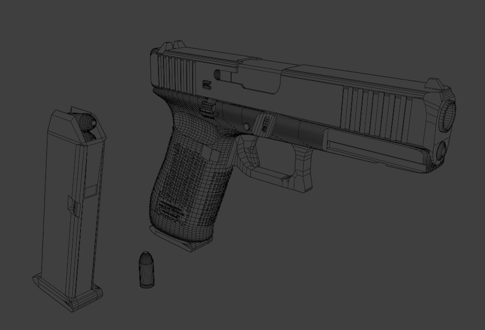 G pistol low poly  Low-poly 3D model_1