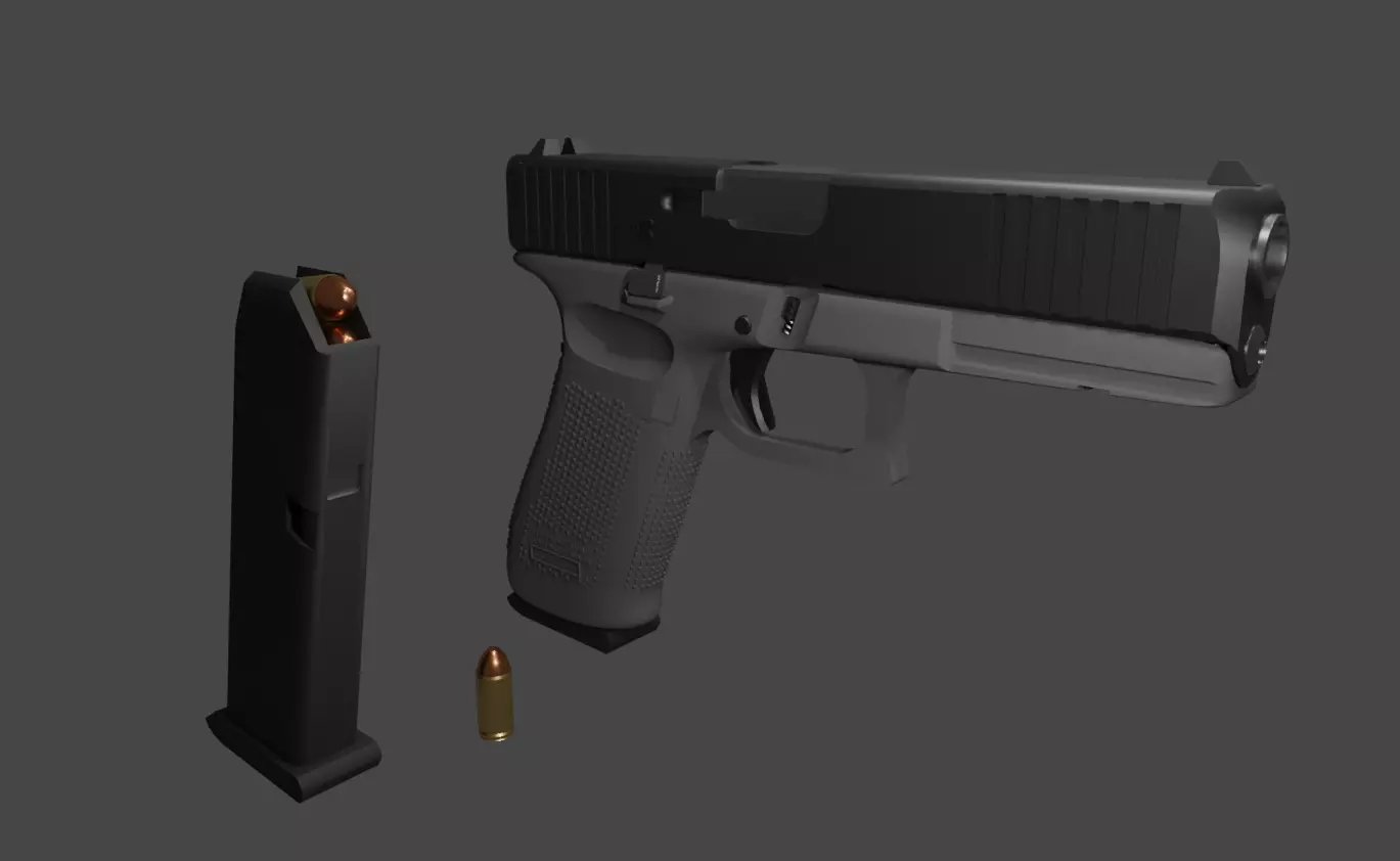 G pistol low poly  Low-poly 3D model_0