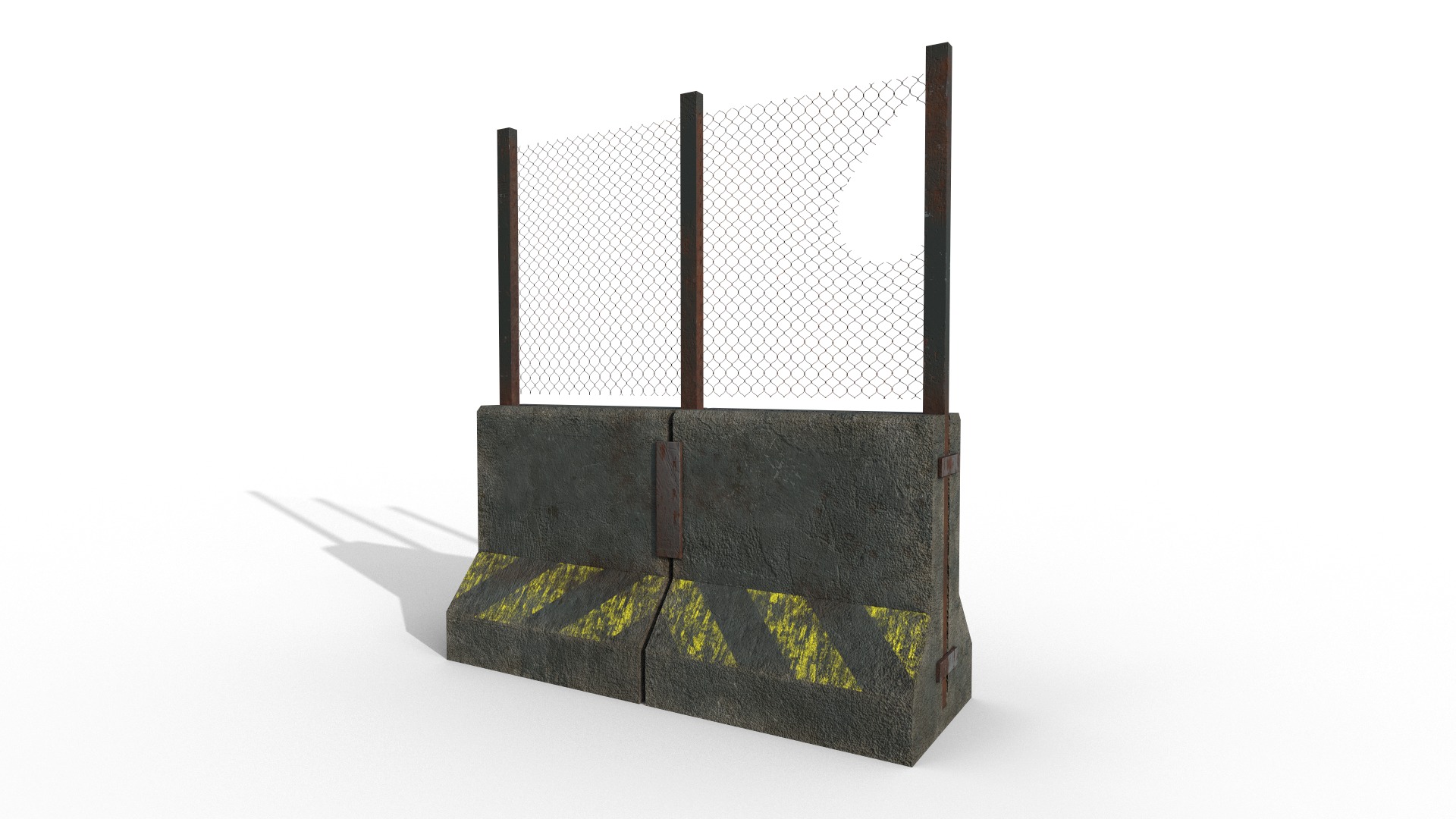 Concrete RoadBlock Barrier Barricade 3D model_7