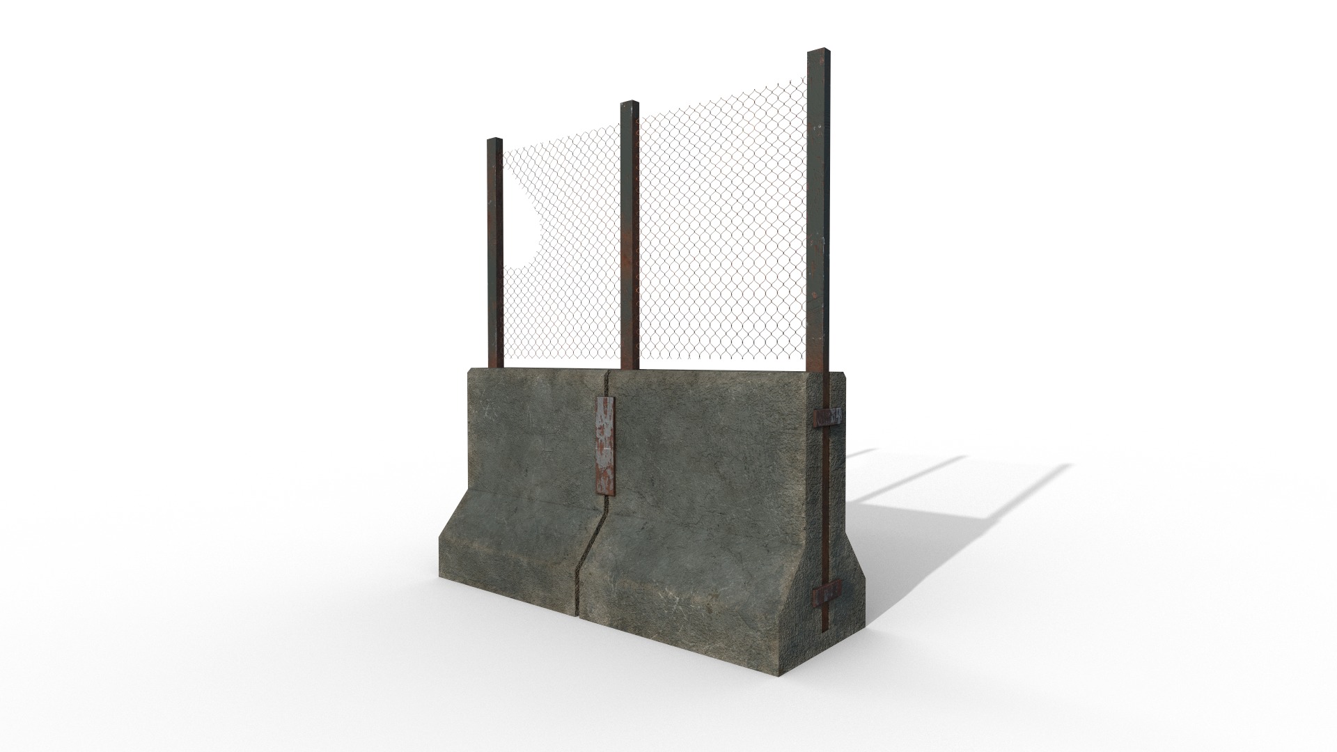 Concrete RoadBlock Barrier Barricade 3D model_8