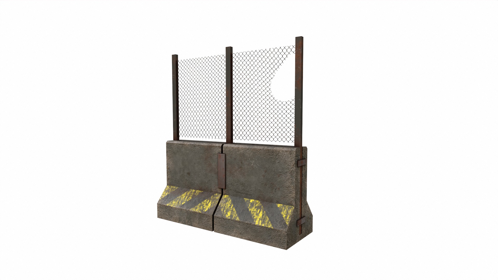 Concrete RoadBlock Barrier Barricade 3D model_5