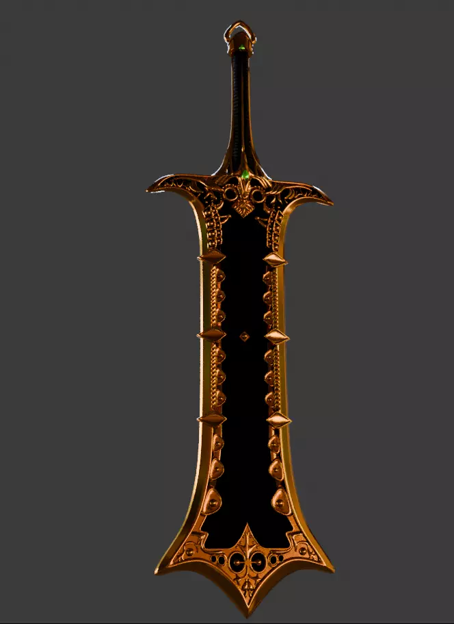 Low poly golden sword  Low-poly 3D model_0