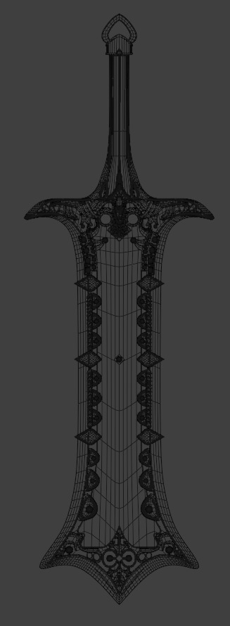 Low poly golden sword  Low-poly 3D model_1