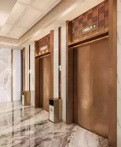 Elevator And Lobby Luxury 3d Scene Model 