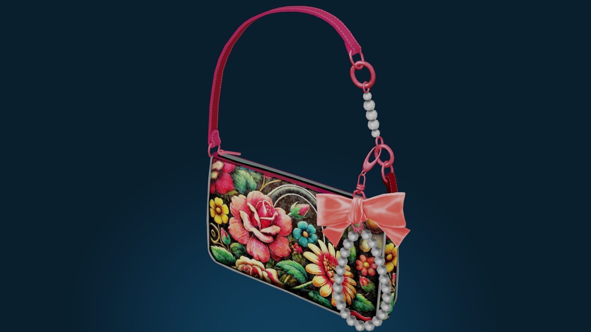 Floral Handbag Low-poly 3D model_3