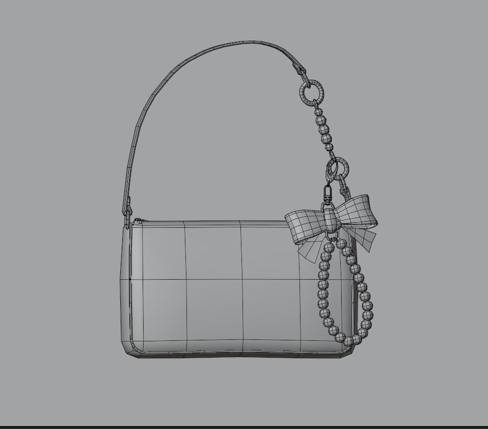 Floral Handbag Low-poly 3D model_1