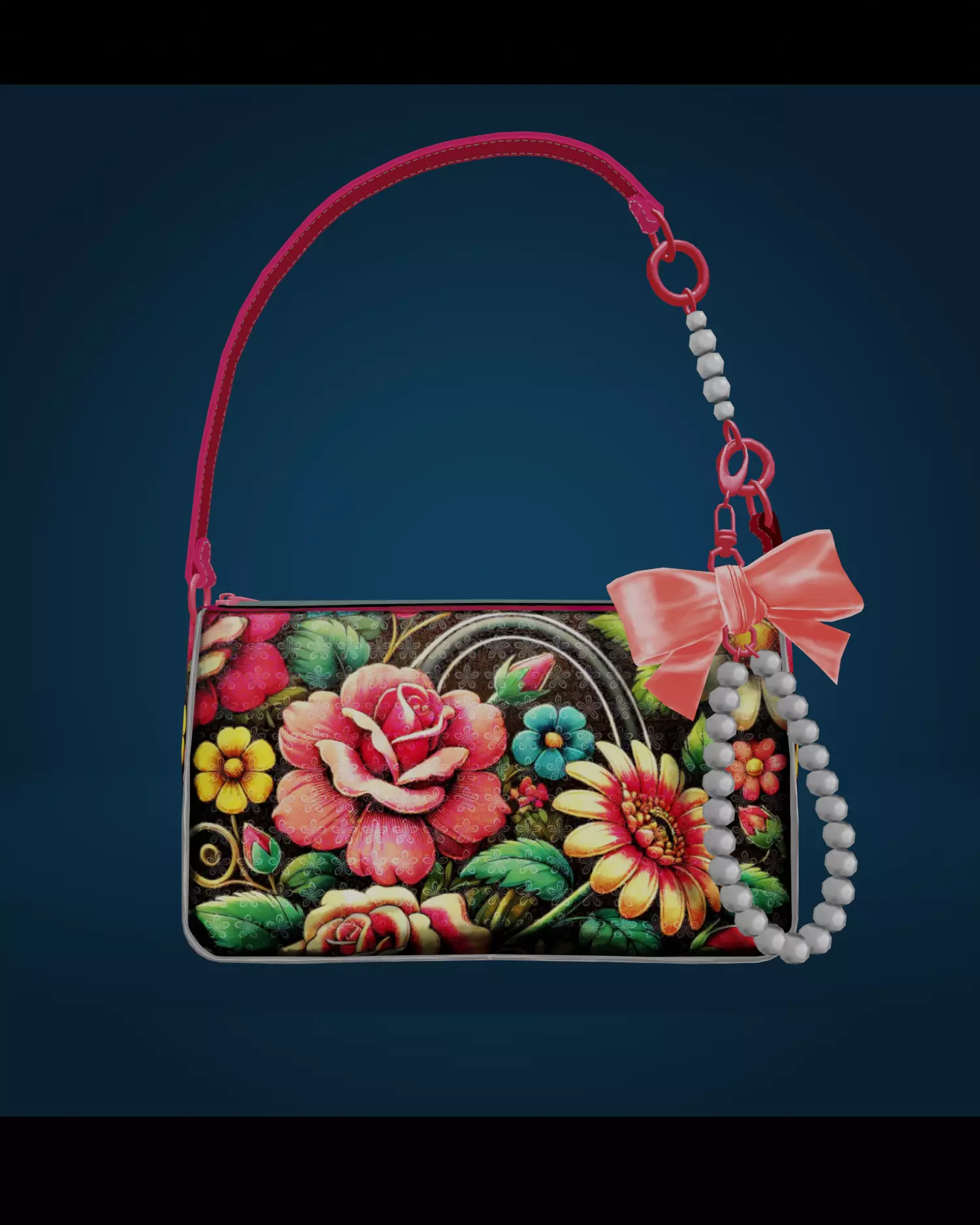 Floral Handbag Low-poly 3D model_0