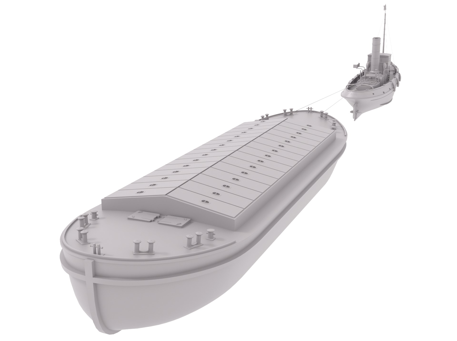 Steam Tug and Cargo Barge 3D model_15