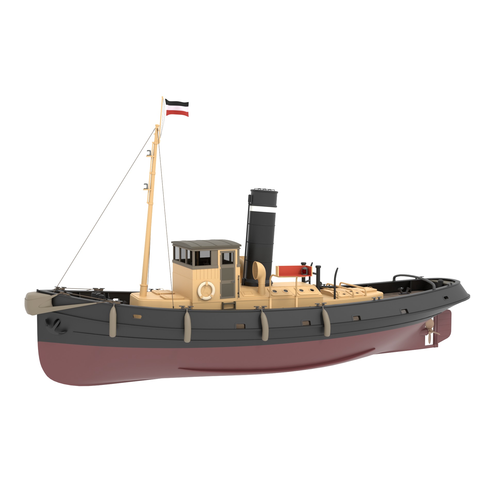 Steam Tug and Cargo Barge 3D model_6