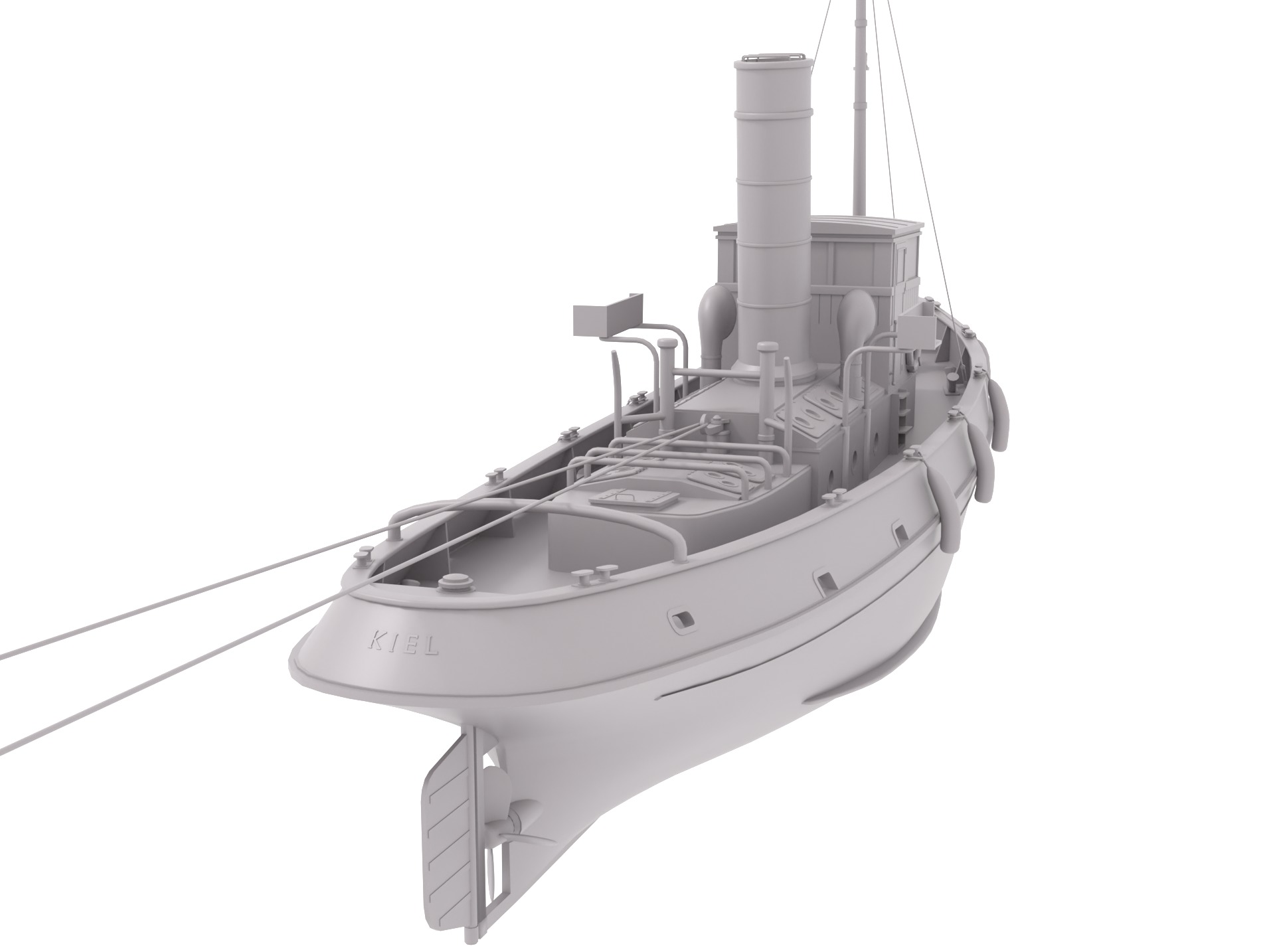Steam Tug and Cargo Barge 3D model_16