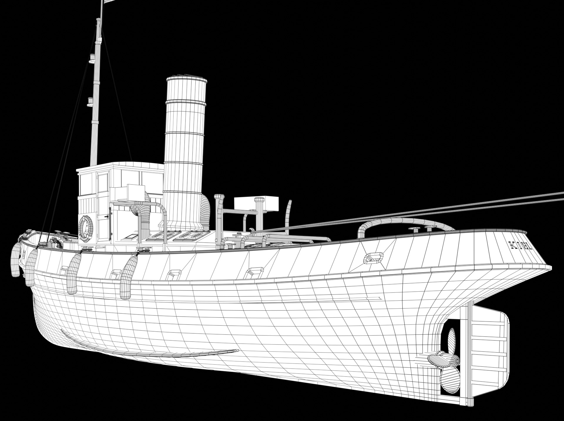 Steam Tug and Cargo Barge 3D model_17