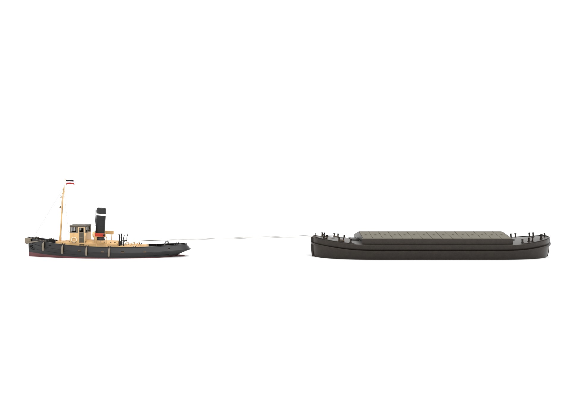 Steam Tug and Cargo Barge 3D model_10