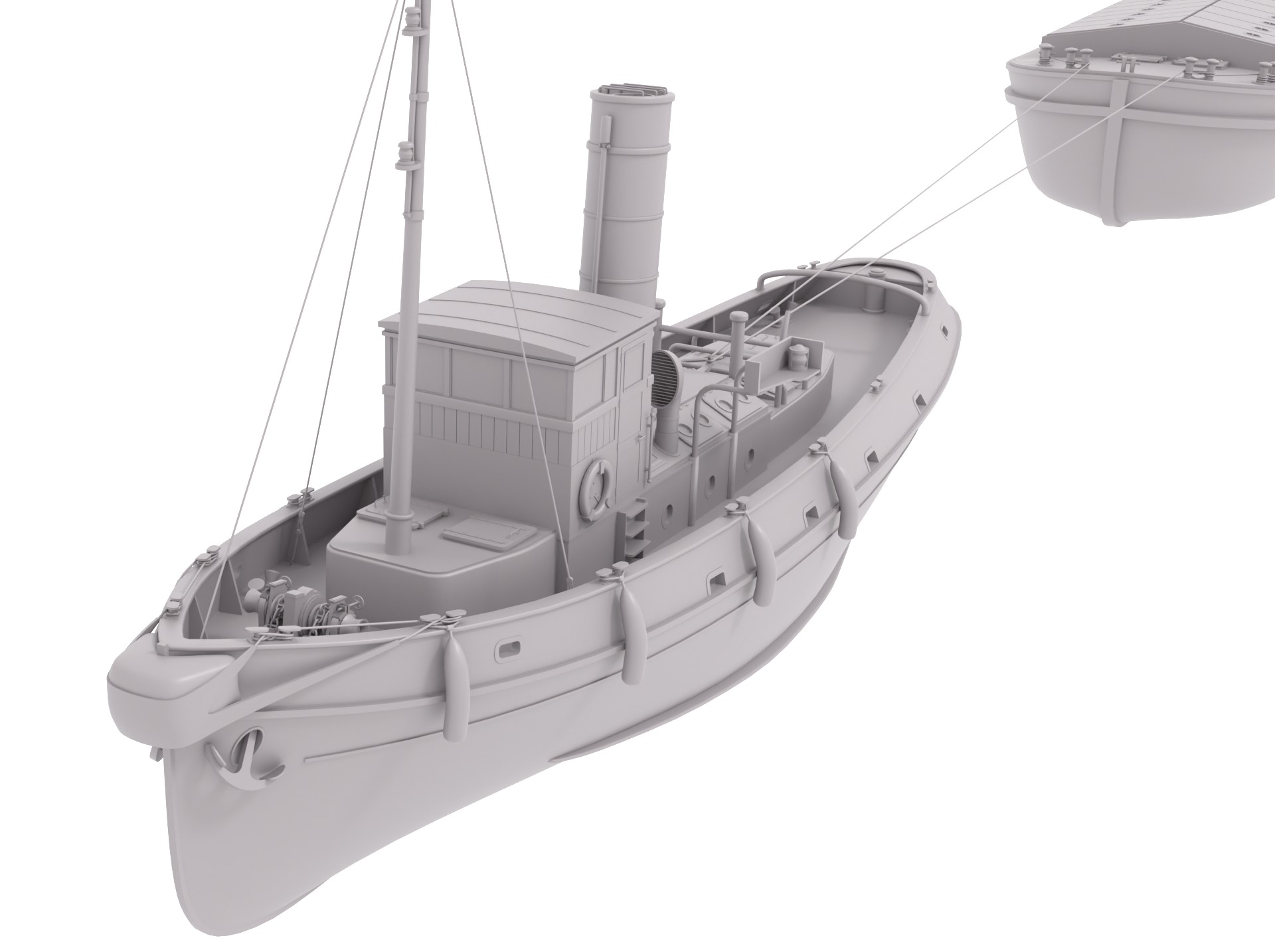 Steam Tug and Cargo Barge 3D model_14