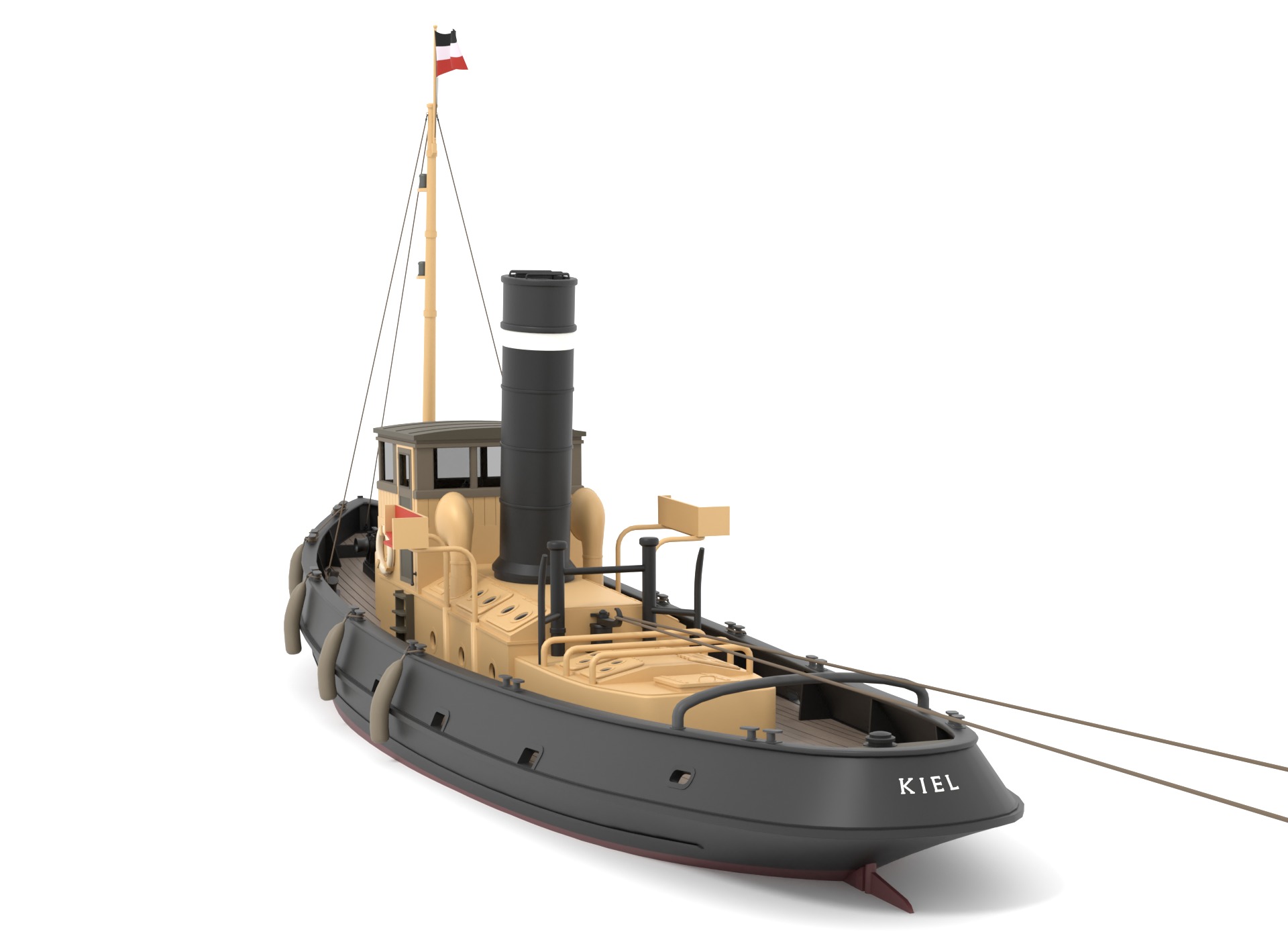 Steam Tug and Cargo Barge 3D model_9