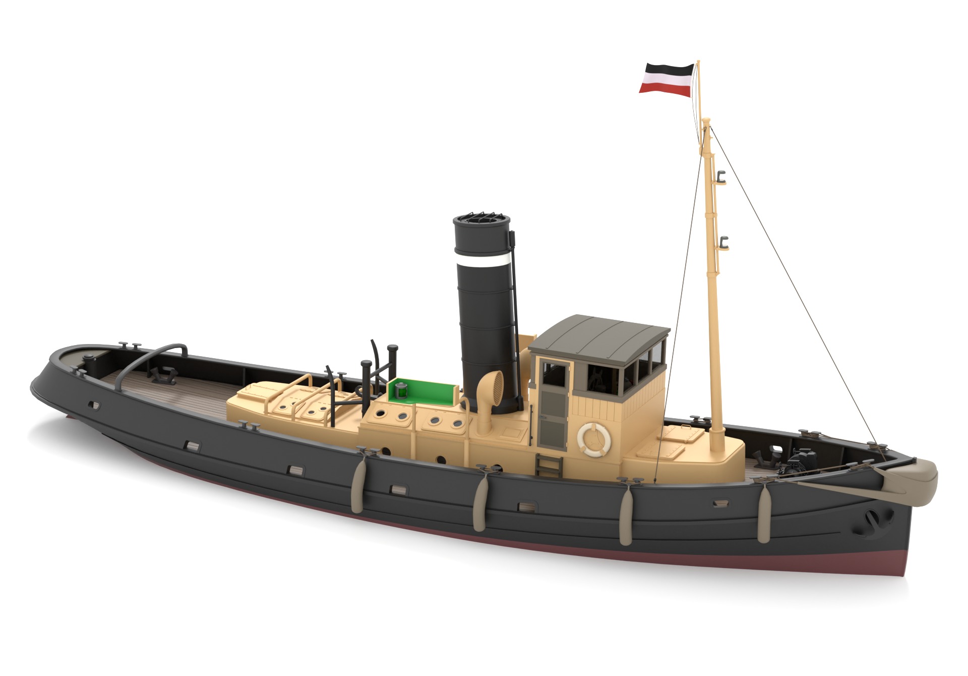 Steam Tug and Cargo Barge 3D model_13