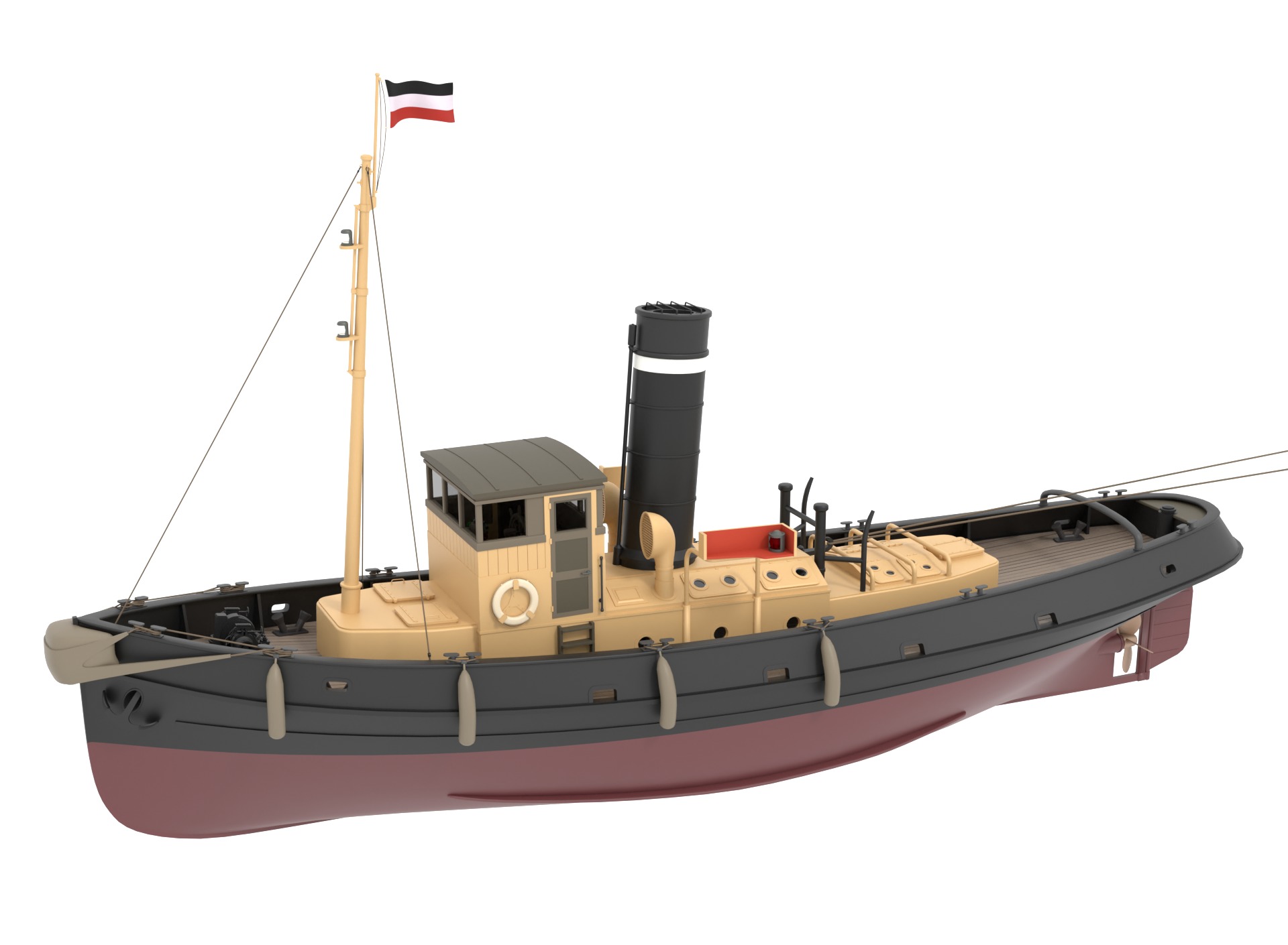 Steam Tug and Cargo Barge 3D model_8