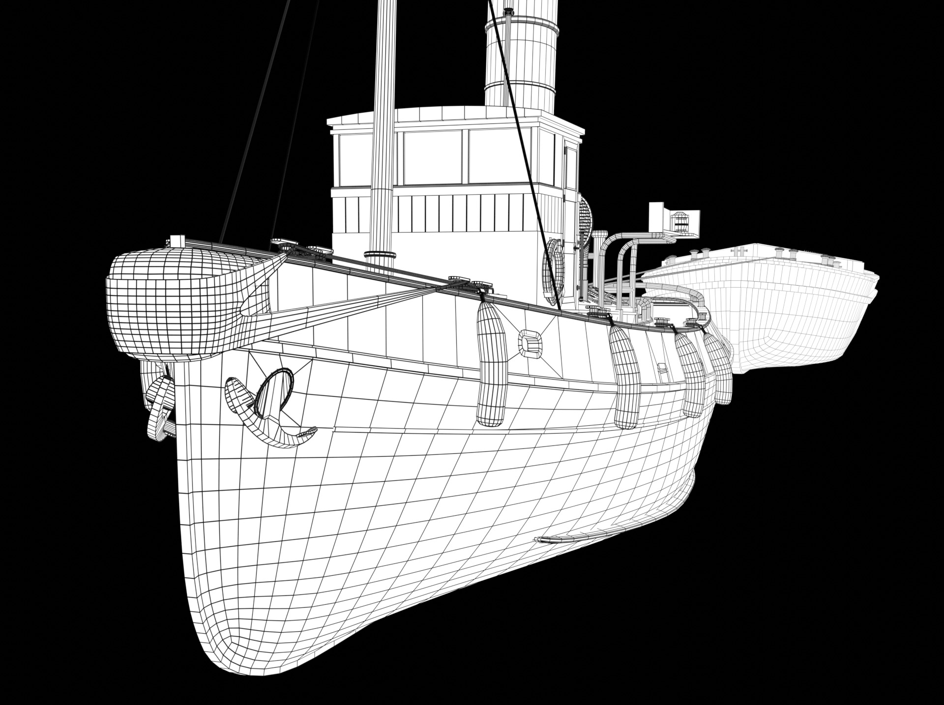 Steam Tug and Cargo Barge 3D model_19