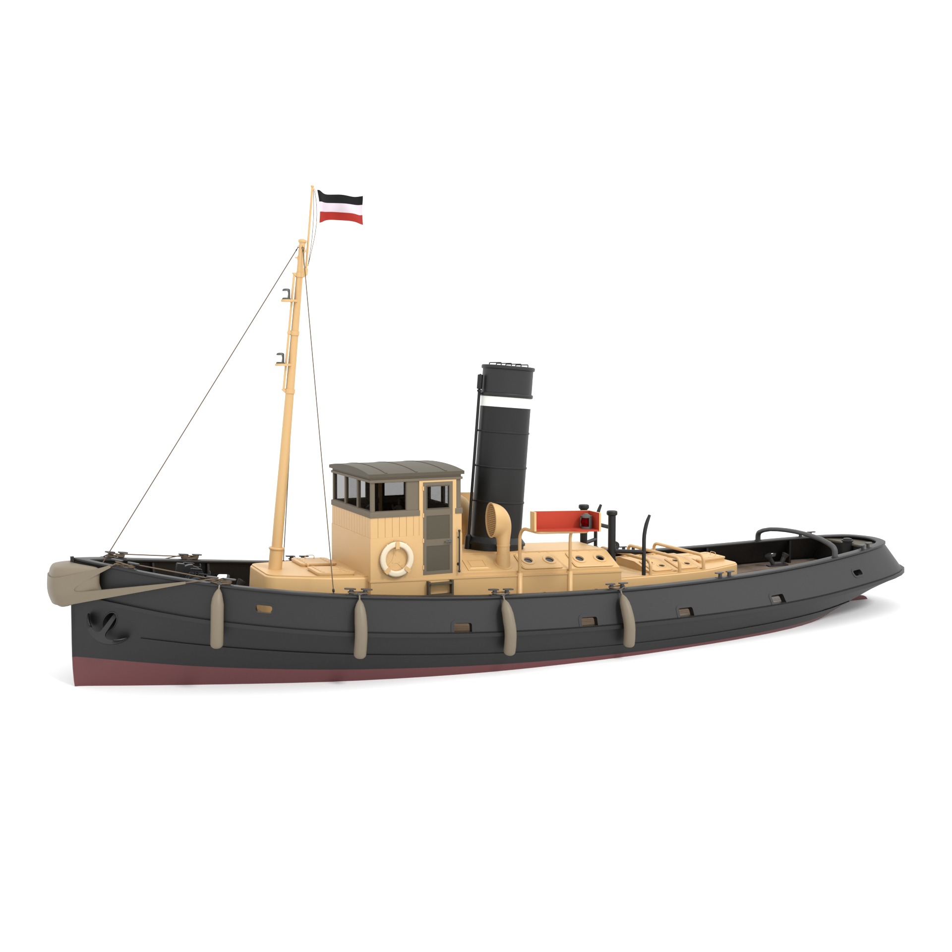 Steam Tug and Cargo Barge 3D model_2