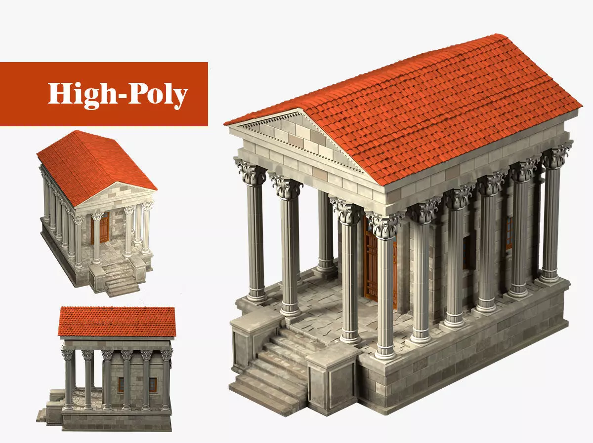 old building with columns ancient greece high-poly 3D model_0