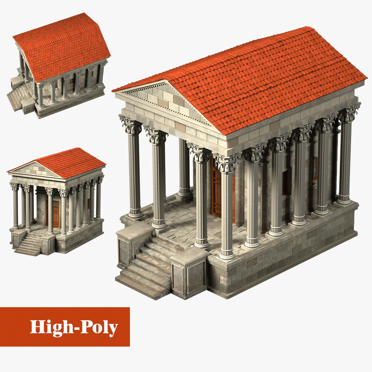 old building with columns ancient greece high-poly 3D model_2