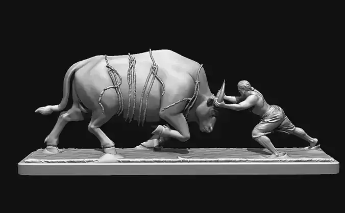 Bull wrestling 3d Print Model