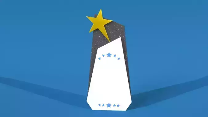 Excellence rising star Award with golden star low poly
