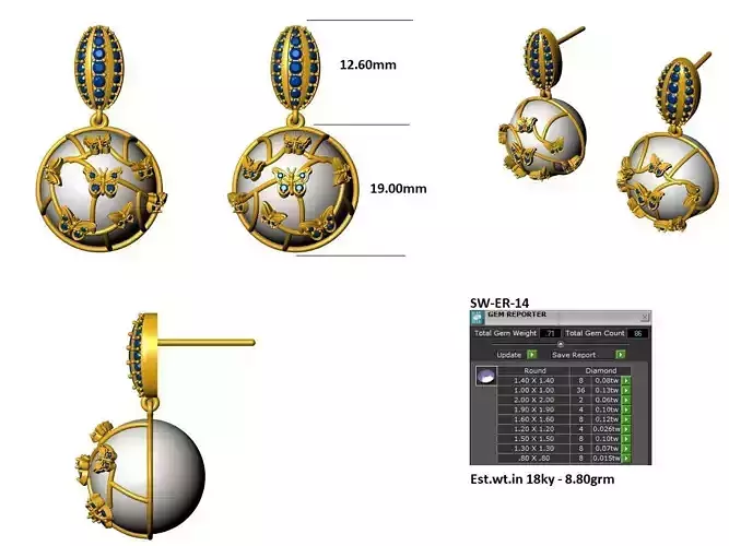 butterfly pearl earring