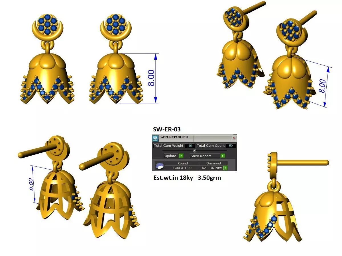 jhumka earring 3D print model