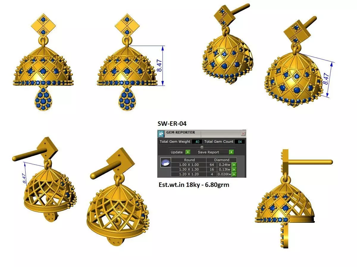 jhumka earring 3D print model