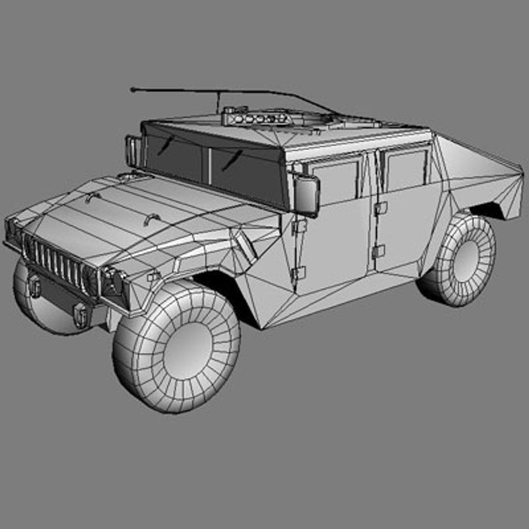 Milletary jeep Low-poly 3D model_7