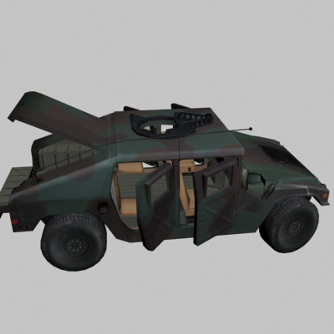 Milletary jeep Low-poly 3D model_4