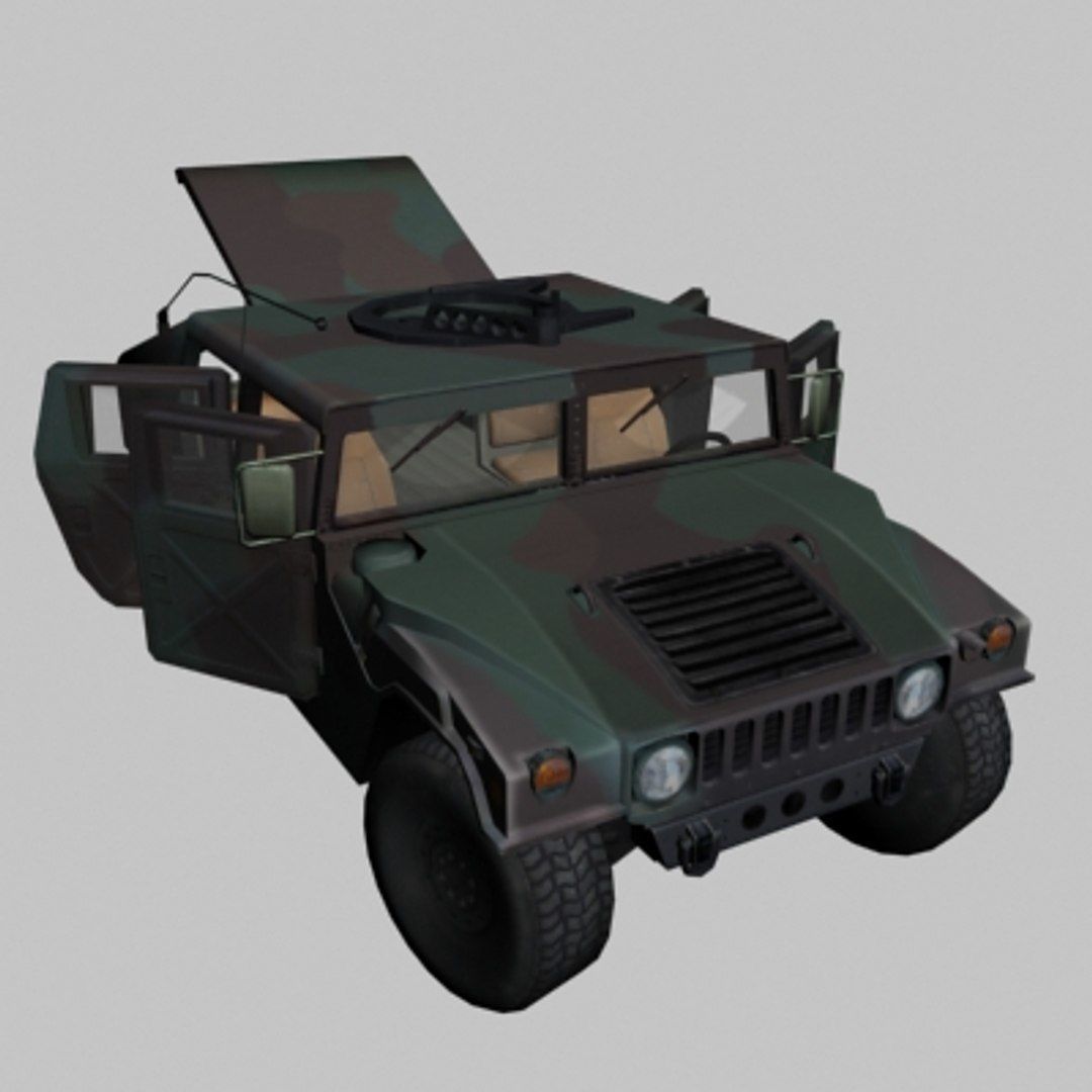 Milletary jeep Low-poly 3D model_3